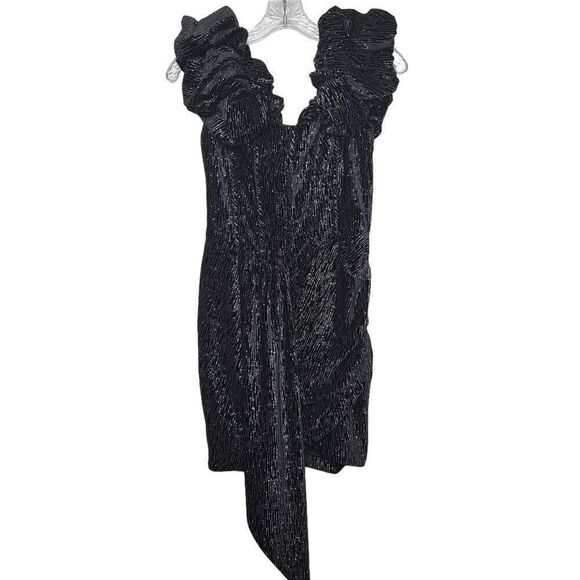 Lavish Alice Off Shoulder Corset Bodice Velvet Diamante Mini Dress Black Size 6 - Picture 4 of 12